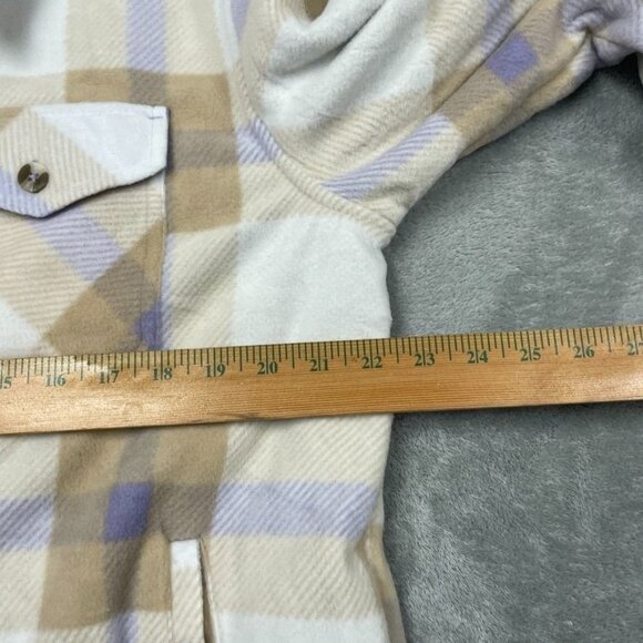 Sage Collective Womens Plaid Sherpa-Lined Jacket Beige & Purple Large d0348 - Picture 5 of 8